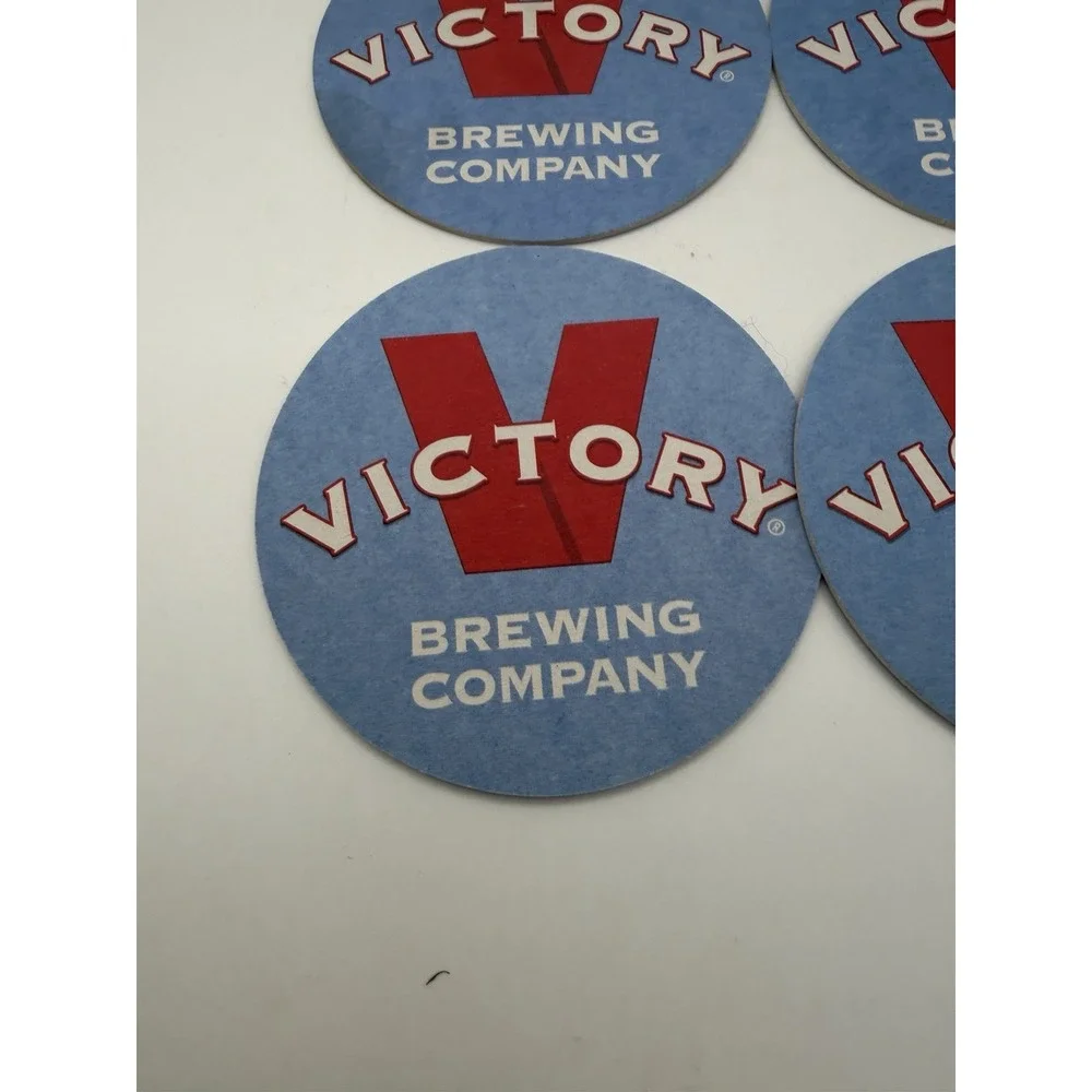 Victory Brewing Company Beer Coasters Set of 4 Blue Red Logo Bar Brewery